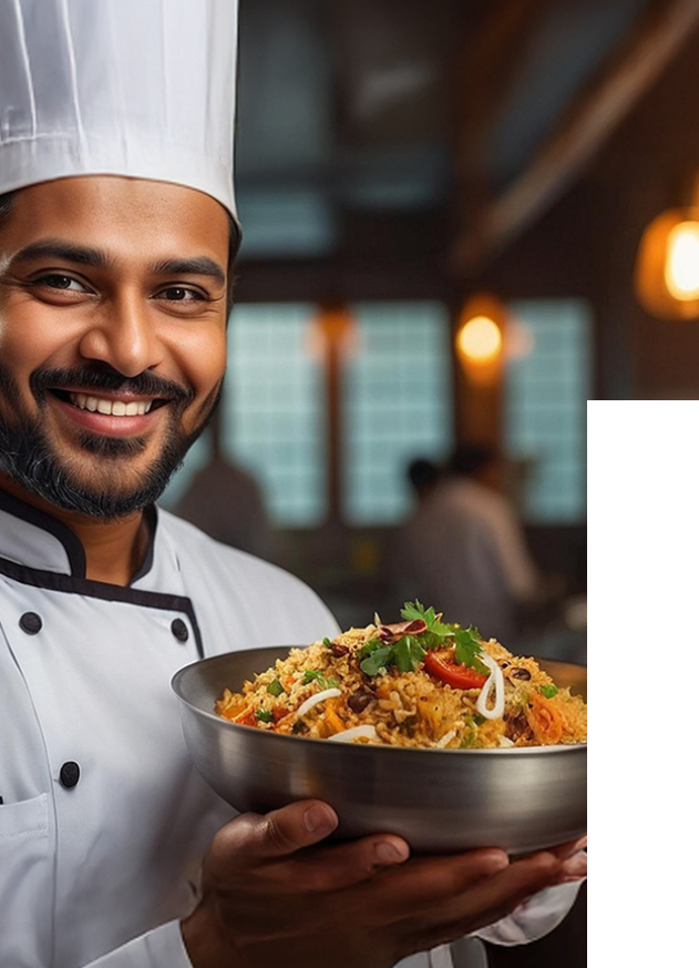 Chef with dish